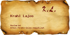 Krahl Lajos névjegykártya